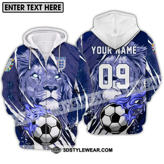 Unisex Shirt - Custom Name And Number Shirt, England Team Lion Ball style option 2