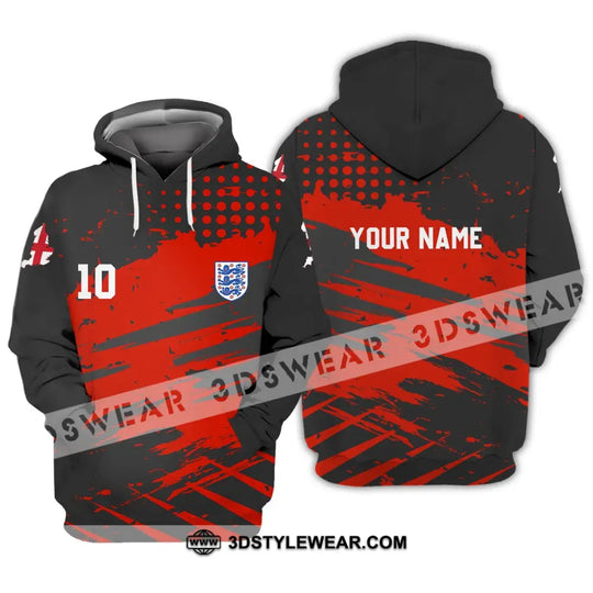 Unisex Shirt - Custom Name And Number Shirt, England Team Lover Black Red Shirt, Euro 2024 style option 2