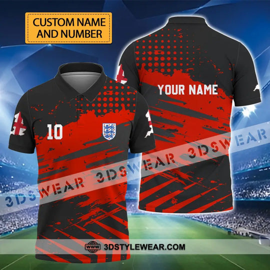 Unisex Shirt - Custom Name And Number Shirt, England Team Lover Black Red Shirt, Euro 2024 style option 1