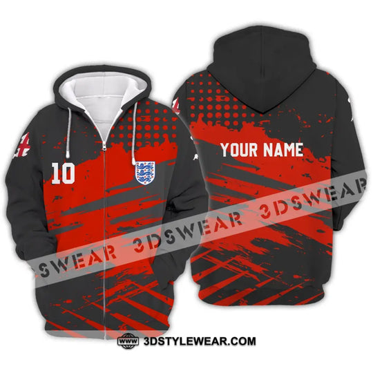 Unisex Shirt - Custom Name And Number Shirt, England Team Lover Black Red Shirt, Euro 2024 style option 3