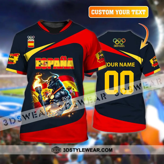 Unisex Shirt, Custom Name and Number Espana Olympic Shirt, Olympic 2024 Espanol Long Sleeve Polo Shirt style option 1