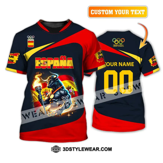 Unisex Shirt, Custom Name and Number Espana Olympic Shirt, Olympic 2024 Espanol Long Sleeve Polo Shirt style option 2