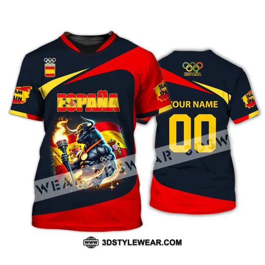 Unisex Shirt, Custom Name and Number Espana Olympic Shirt, Olympic 2024 Espanol Long Sleeve Polo Shirt style option 3