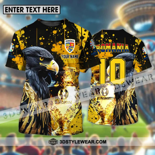 Unisex Shirt - Custom Name And Number Euro 2024 Cup Shirt, Eagle Romania Team style option 1