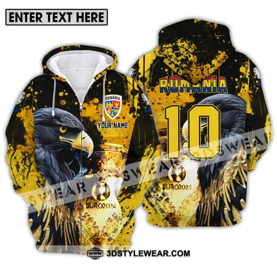 Unisex Shirt - Custom Name And Number Euro 2024 Cup Shirt, Eagle Romania Team style option 2