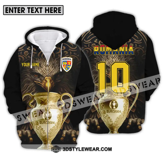 Unisex Shirt - Custom Name And Number Euro 2024 Cup Shirt, Romania Team style option 2