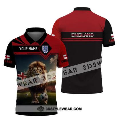 Unisex Shirt - Custom Name And Number Euro 2024 England Team Lover Lion Polo / S T-Shirt