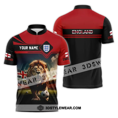 Unisex Shirt - Custom Name And Number Euro 2024 England Team Lover Lion Zipper Polo / S T-Shirt