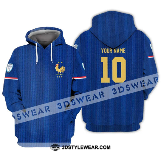 Unisex Shirt - Custom Name And Number Euro 2024 France National Team Blue Shirt style option 3