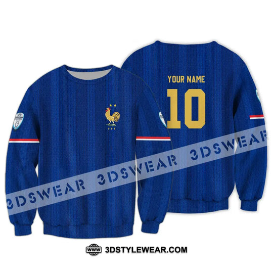 Unisex Shirt - Custom Name And Number Euro 2024 France National Team Blue Shirt style option 4
