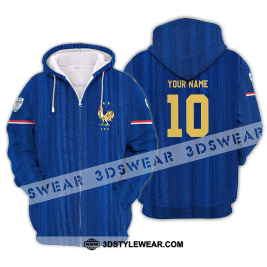 Unisex Shirt - Custom Name And Number Euro 2024 France National Team Blue Shirt style option 2