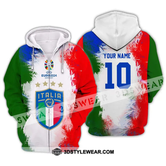 Unisex Shirt - Custom Name And Number Euro 2024 Italia National Team Flag Color Shirt style option 2