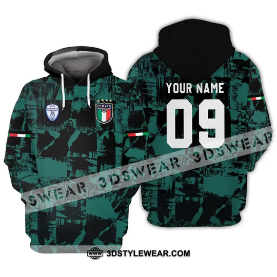 Unisex Shirt - Custom Name And Number Shirt, Euro 2024 Italy National Team Black And Green style option 3