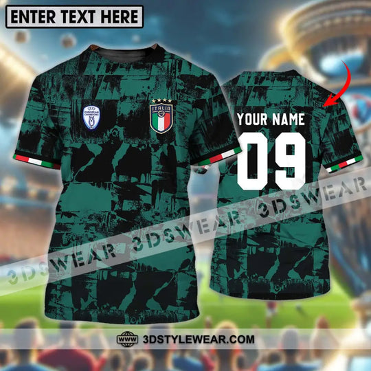 Unisex Shirt - Custom Name And Number Shirt, Euro 2024 Italy National Team Black And Green style option 1