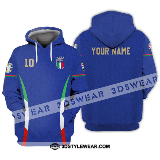Unisex Shirt - Custom Name And Number Shirt, Euro 2024 Italy National Team Blue style option 3