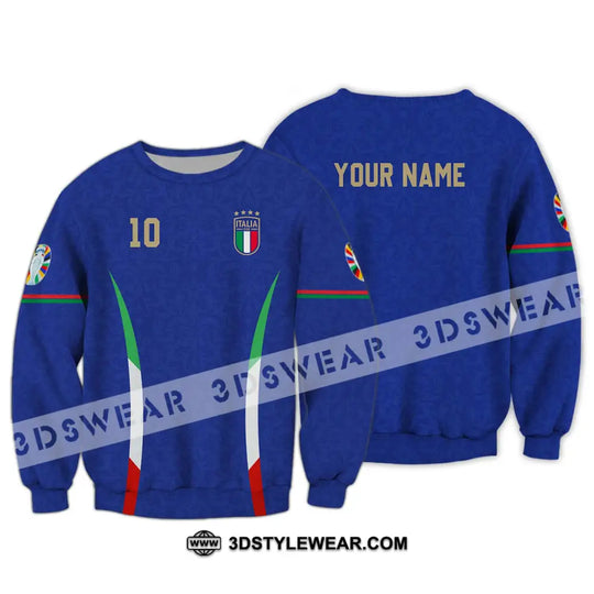 Unisex Shirt - Custom Name And Number Shirt, Euro 2024 Italy National Team Blue style option 4