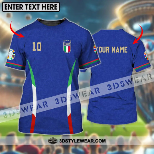 Unisex Shirt - Custom Name And Number Shirt, Euro 2024 Italy National Team Blue style option 1