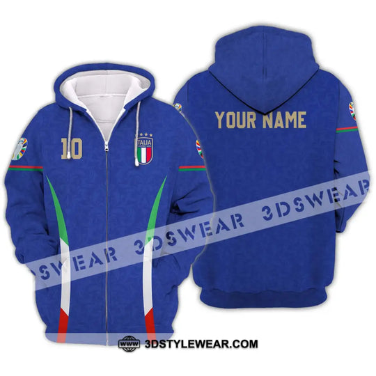 Unisex Shirt - Custom Name And Number Shirt, Euro 2024 Italy National Team Blue style option 2