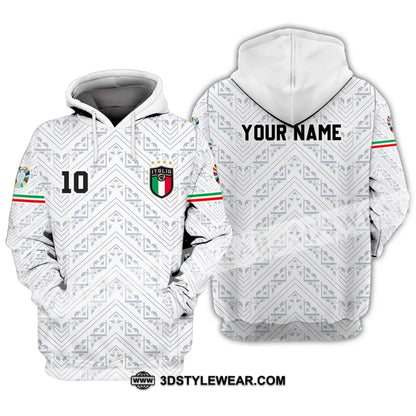 Unisex Shirt - Custom Name And Number Euro 2024 Italy White Line Hoodie / S T-Shirt