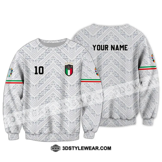 Unisex Shirt - Custom Name And Number Shirt, Euro 2024 Italy White Line Shirt style option 4