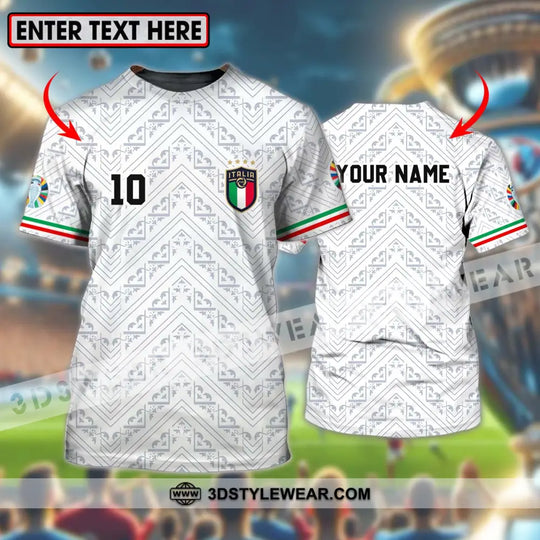 Unisex Shirt - Custom Name And Number Shirt, Euro 2024 Italy White Line Shirt style option 1