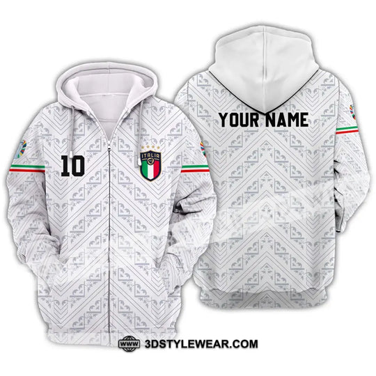 Unisex Shirt - Custom Name And Number Shirt, Euro 2024 Italy White Line Shirt style option 2