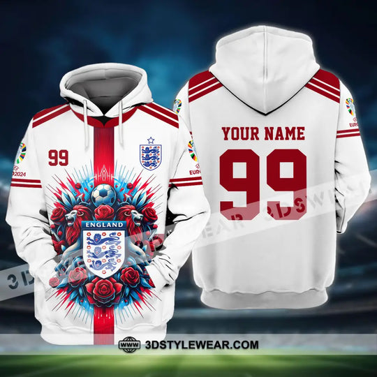 Unisex Shirt - Custom Name And Number Shirt, Euro 2024 National Team, England Team White Red style option 4