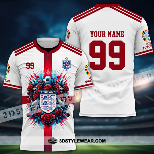 Unisex Shirt - Custom Name And Number Shirt, Euro 2024 National Team, England Team White Red style option 2