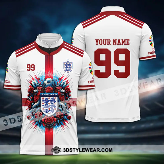 Unisex Shirt - Custom Name And Number Shirt, Euro 2024 National Team, England Team White Red style option 3