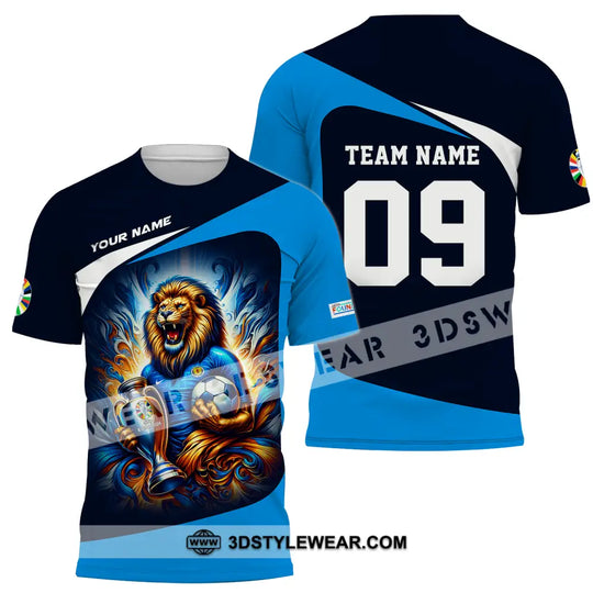 Unisex Shirt - Custom Name And Number Euro 2024 Shirt National Team, Lion Holding Cup And Ball Scotland style option 2