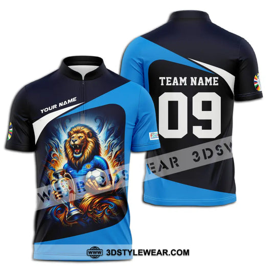 Unisex Shirt - Custom Name And Number Euro 2024 Shirt National Team, Lion Holding Cup And Ball Scotland style option 3