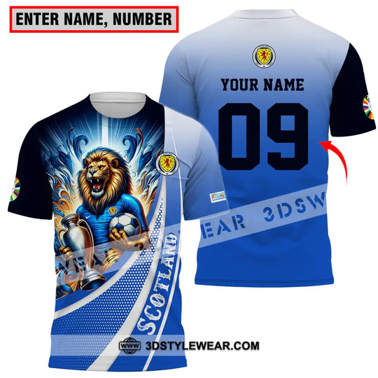 Unisex Shirt - Custom Name And Number Euro 2024 Shirt National Team, Scotland Lion Holding Cup style option 1