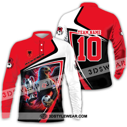 Unisex Shirt - Custom Name And Number Euro Team Shirt Albania 2024 Team - Long Sleeve Polo / S - T-shirt