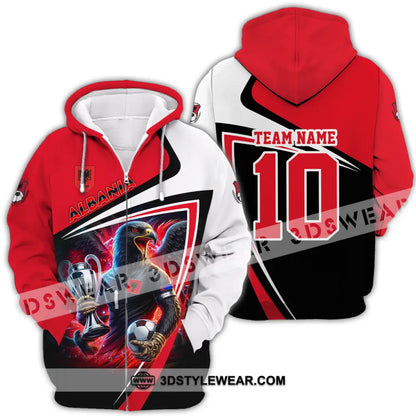 Unisex Shirt - Custom Name And Number Euro Team Shirt Albania 2024 Team - Zipper Hoodie / S - T-shirt