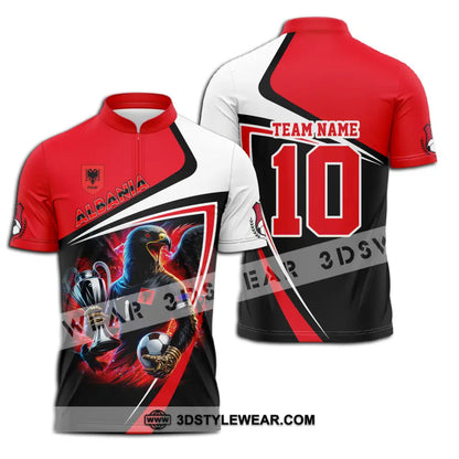 Unisex Shirt - Custom Name And Number Euro Team Shirt Albania 2024 Team - Zipper Polo Shirt / S - T-shirt