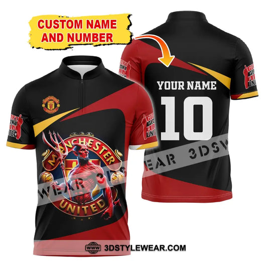 Unisex Shirt, Custom Name and Number Football Shirt, Euro 2024 Shirt, MUFC Football Polo Long Sleeve Shirt style option 1