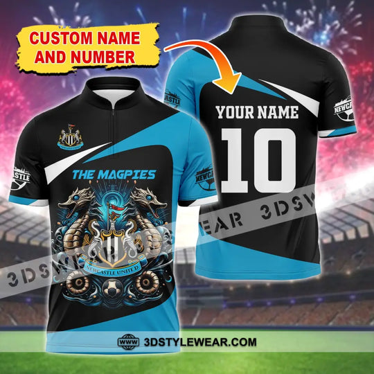 Unisex Shirt, Custom Name and Number Football Shirt, Euro 2024 Shirt, NUFC Football Polo Long Sleeve Shirt style option 1