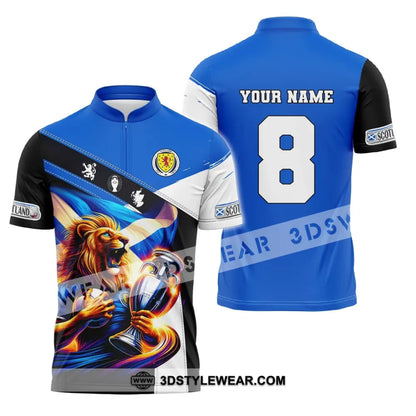 Unisex Shirt Custom Name And Number Football Scotland Polo Long Sleeve Euro 2024 Zipper / S T-Shirt