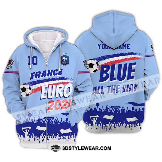 Unisex Shirt - Custom Name And Number Shirt, France Euro 2024 National Team Blue All The Way style option 2