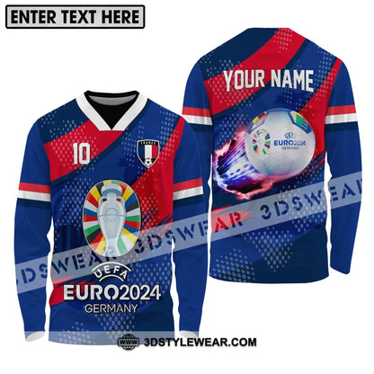 Unisex Shirt - Custom Name And Number France National Team Euro 2024 Long Sleeve / S T-Shirt