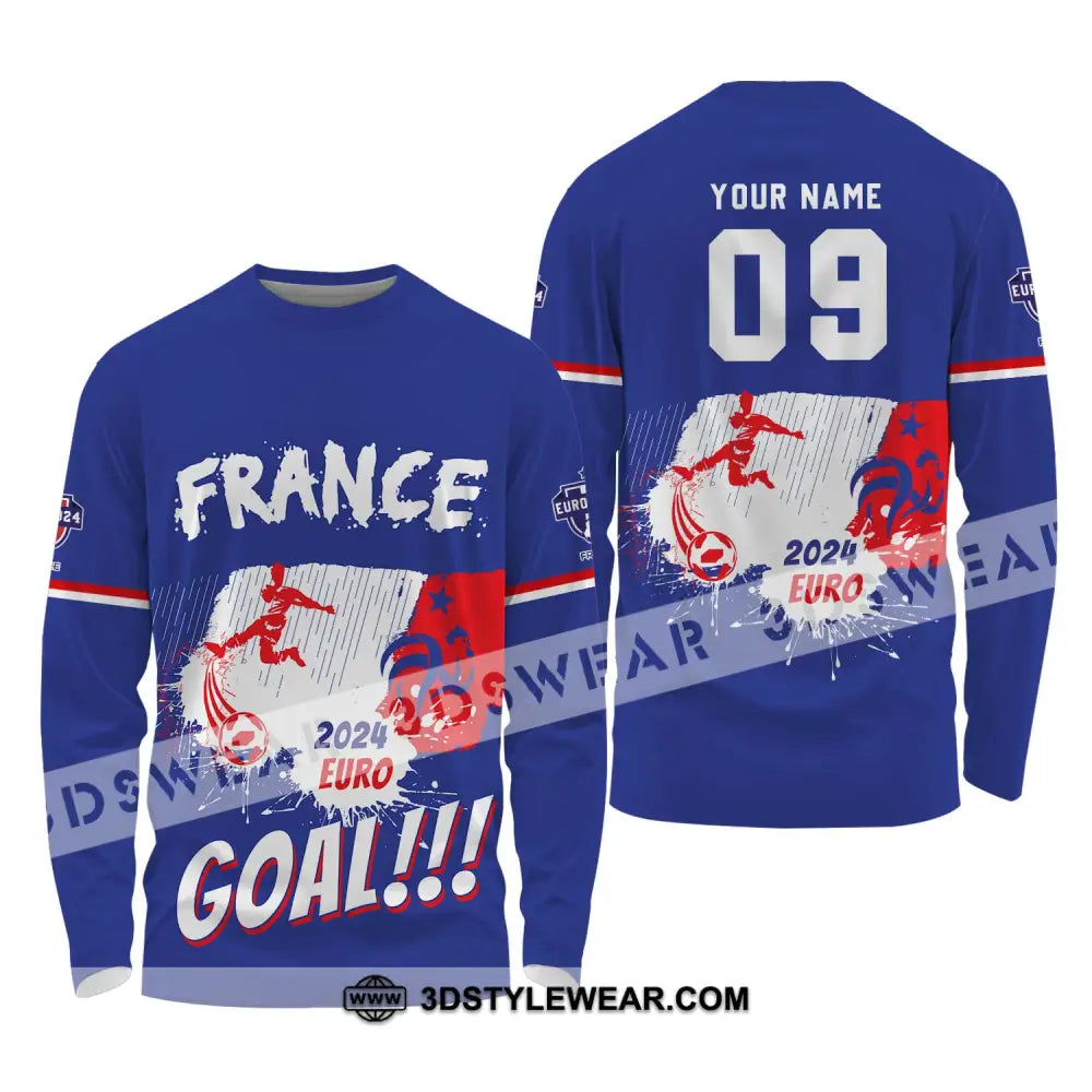 Unisex Shirt - Custom Name And Number France Team Euro 2024 Long Sleeve / S T-Shirt