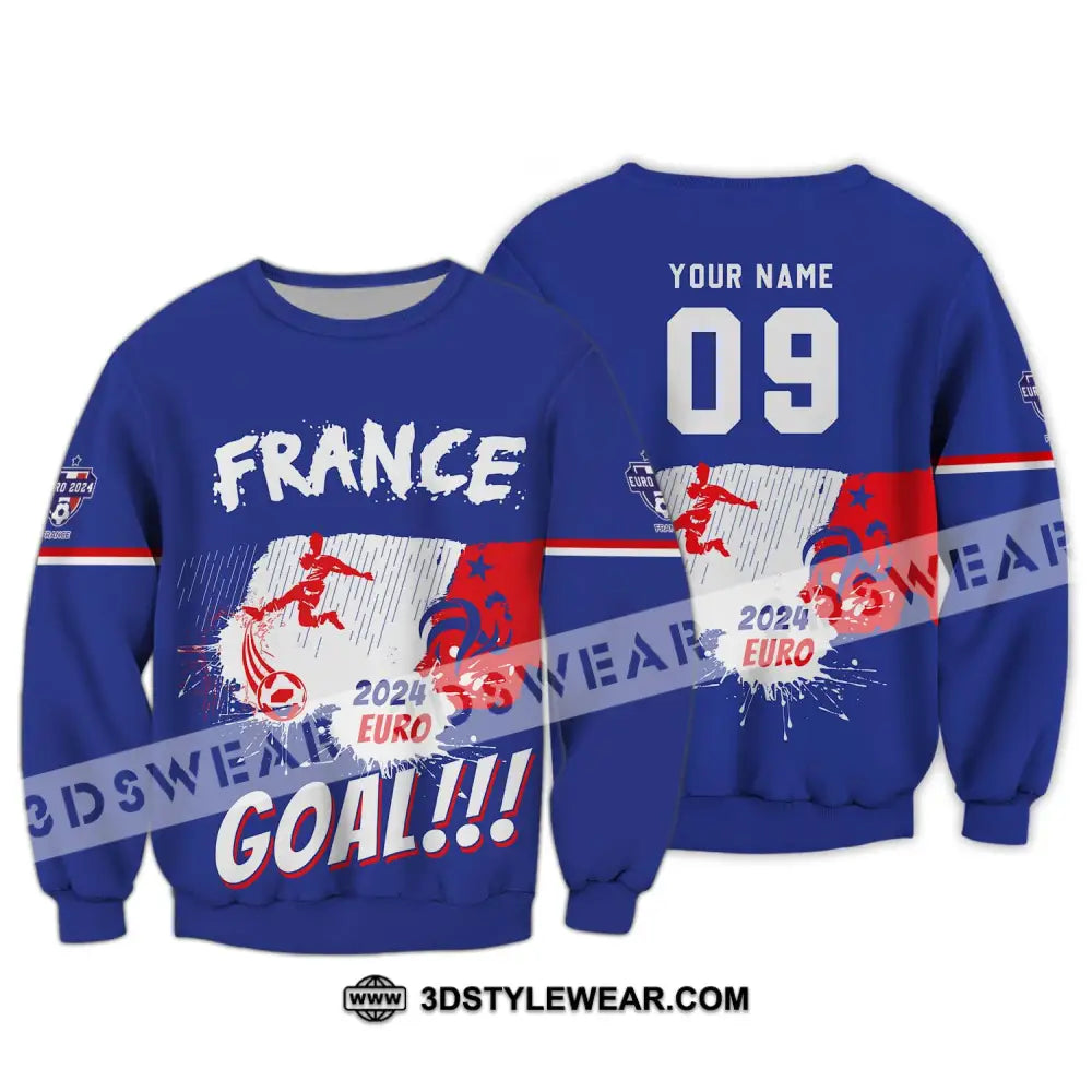 Unisex Shirt - Custom Name And Number France Team Euro 2024 Long Sleeve / S T-Shirt