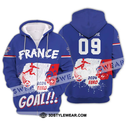 Unisex Shirt - Custom Name And Number France Team Euro 2024 Zipper Hoodie / S T-Shirt