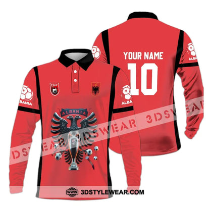 Unisex Shirt - Custom Name And Number Shirt FSHF Albania Euro 2024 National Team - Long Sleeve Polo / S - T-shirt