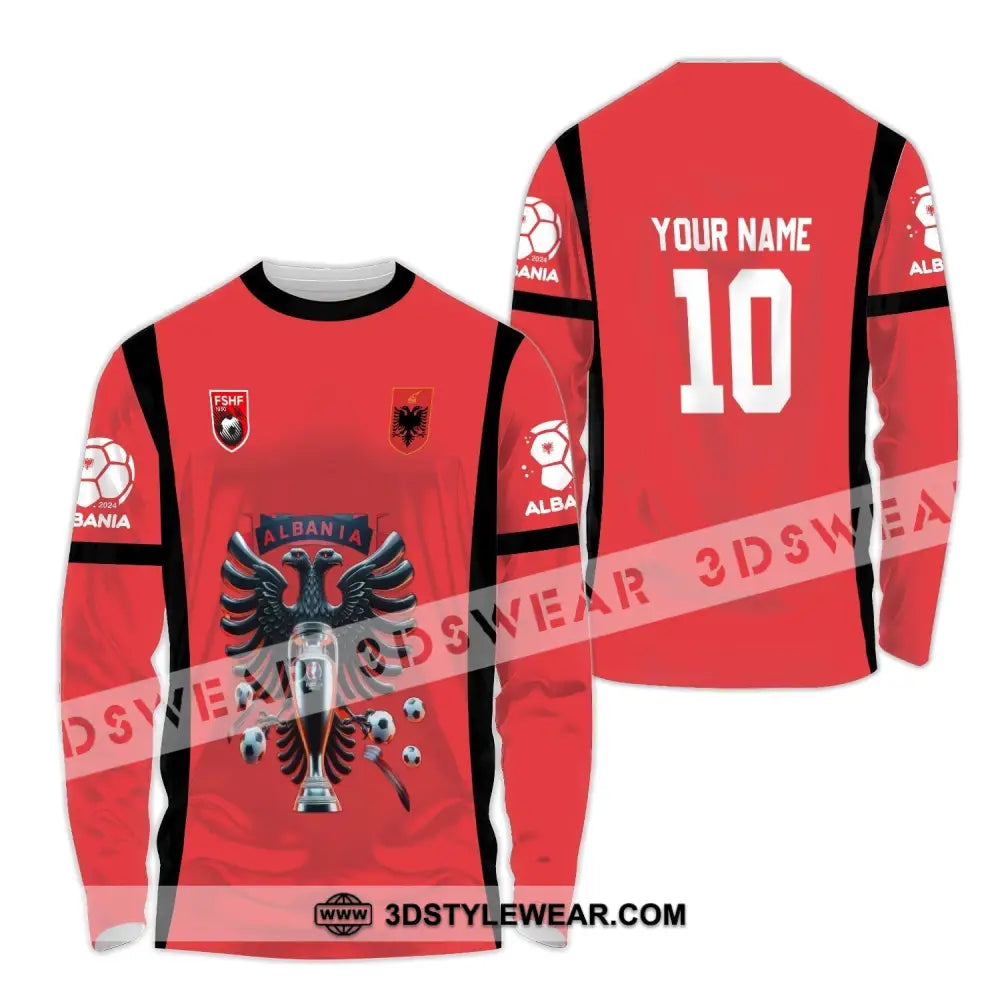 Unisex Shirt - Custom Name And Number Shirt FSHF Albania Euro 2024 National Team - Long Sleeve Shirt / S - T-shirt