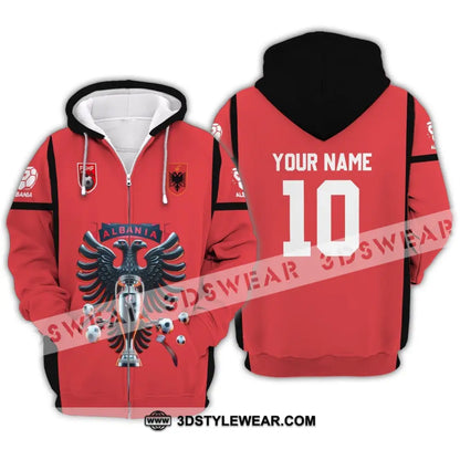 Unisex Shirt - Custom Name And Number Shirt FSHF Albania Euro 2024 National Team - Zipper Hoodie / S - T-shirt