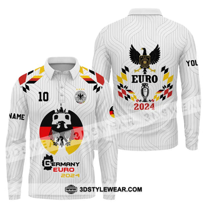 Unisex Shirt - Custom Name And Number Germany Team Euro 2024 Long Sleeve Polo / S T-Shirt