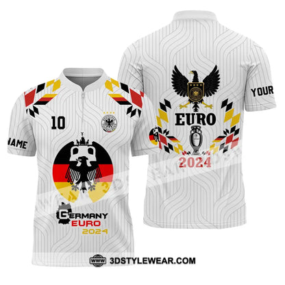 Unisex Shirt - Custom Name And Number Germany Team Euro 2024 Zipper Polo / S T-Shirt