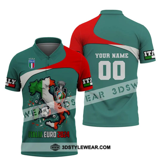 Unisex Shirt, Custom Name and Number Italia Football Shirt, Italia Football Polo Long Sleeve, Euro 2024 Shirt style option 4