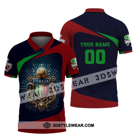 Unisex Shirt, Custom Name and Number Italia Football Shirt, Italia Football Polo Long Sleeve, Soccer Lover Shirt style option 4